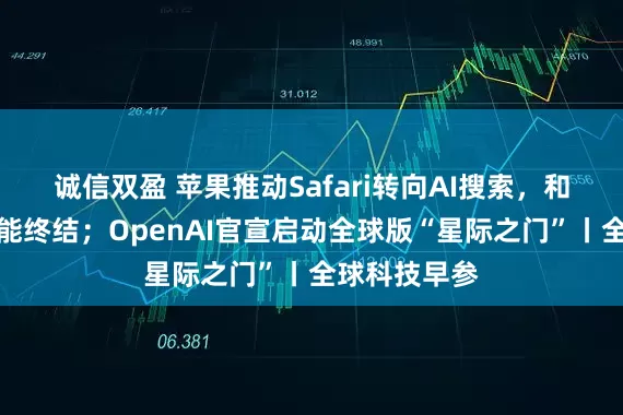 诚信双盈 苹果推动Safari转向AI搜索，和谷歌合作可能终结；OpenAI官宣启动全球版“星际之门”丨全球科技早参